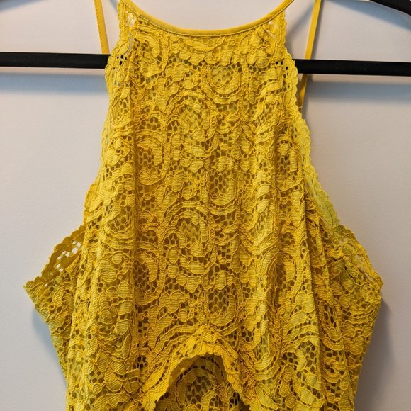 Lacey Yellow Fitted Dress - Picture 2 of 6